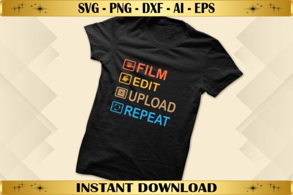 Film Edit Upload Repeat Funny Filmmaker Embroidery Design Review